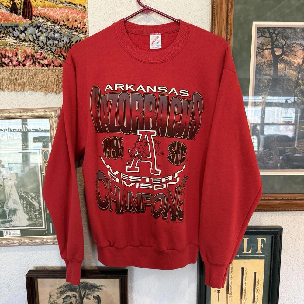 Vintage 1995 RARE Arkansas Razorbacks Western Division Champions Sweatshirt Med